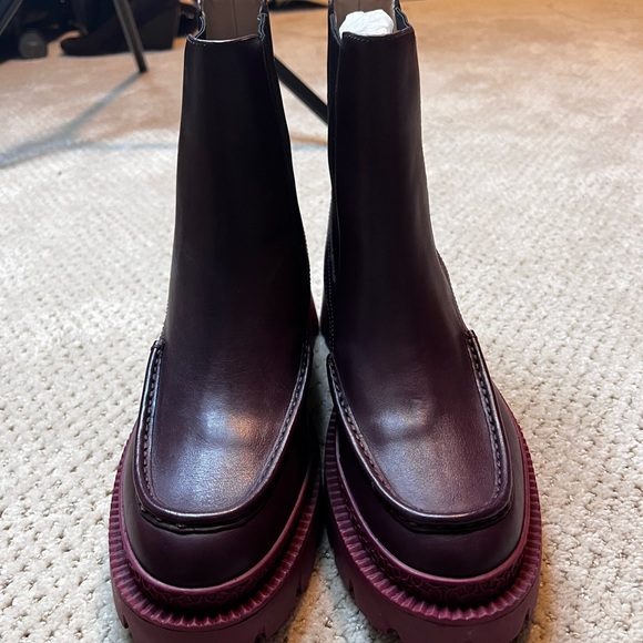 Coach Women's Joey Dark Cranberry Leather Ankle Boots Size 10 - Picture 1 of 7